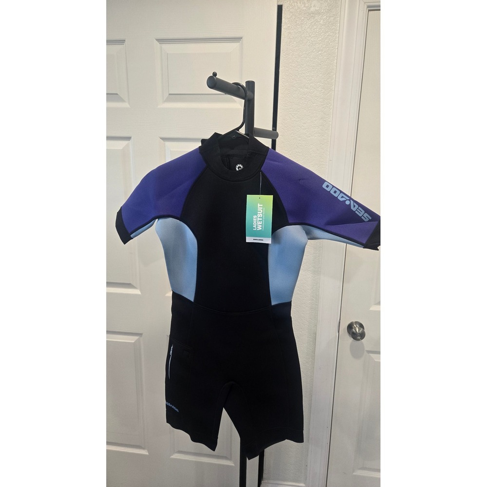 Sea-Doo Exotic Shorty Wetsuit Ladies S Deep Purple 3mm Neoprene Springsuit New